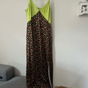 Terez Lime Green and Black Dress with Fruit Accents